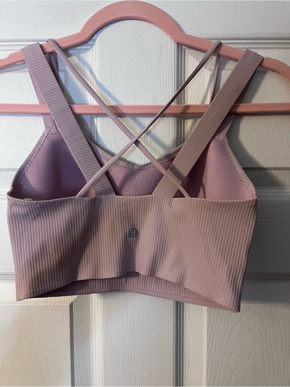 #572 Lululemon Like a Cloud Ribbed Longline Bra D/DD Pink Haze Size 4 - Picture 2 of 3